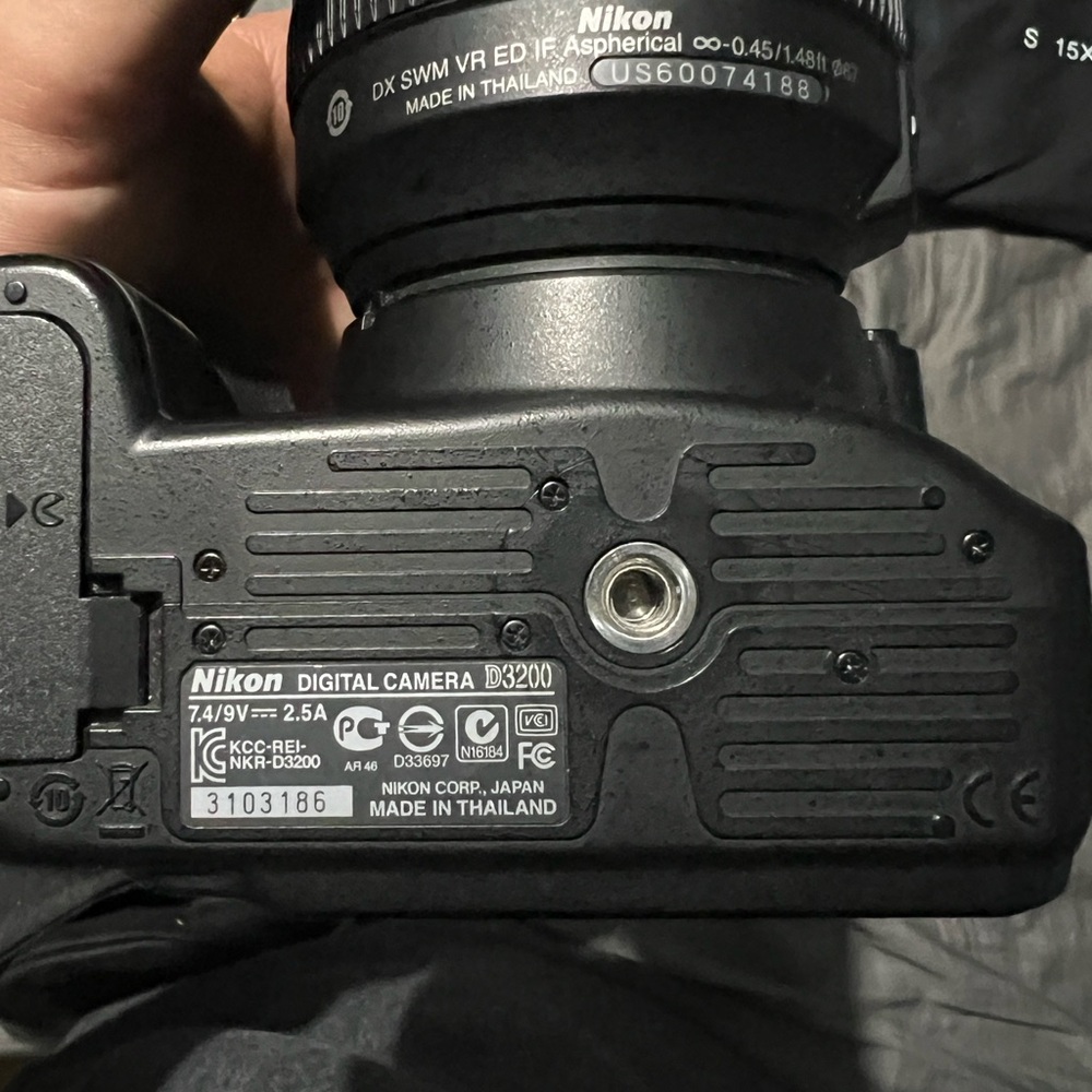 Nikon D3200 with 3 lens and addiontal accessories.